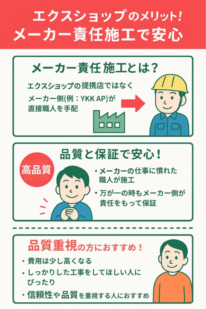 メーカー責任施工で安心できる